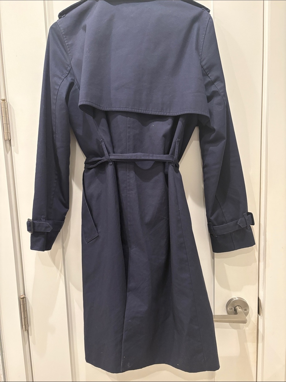 Woman’s Navy Trench Coat - Classic Double-Breasted Style - Picture 9 of 9